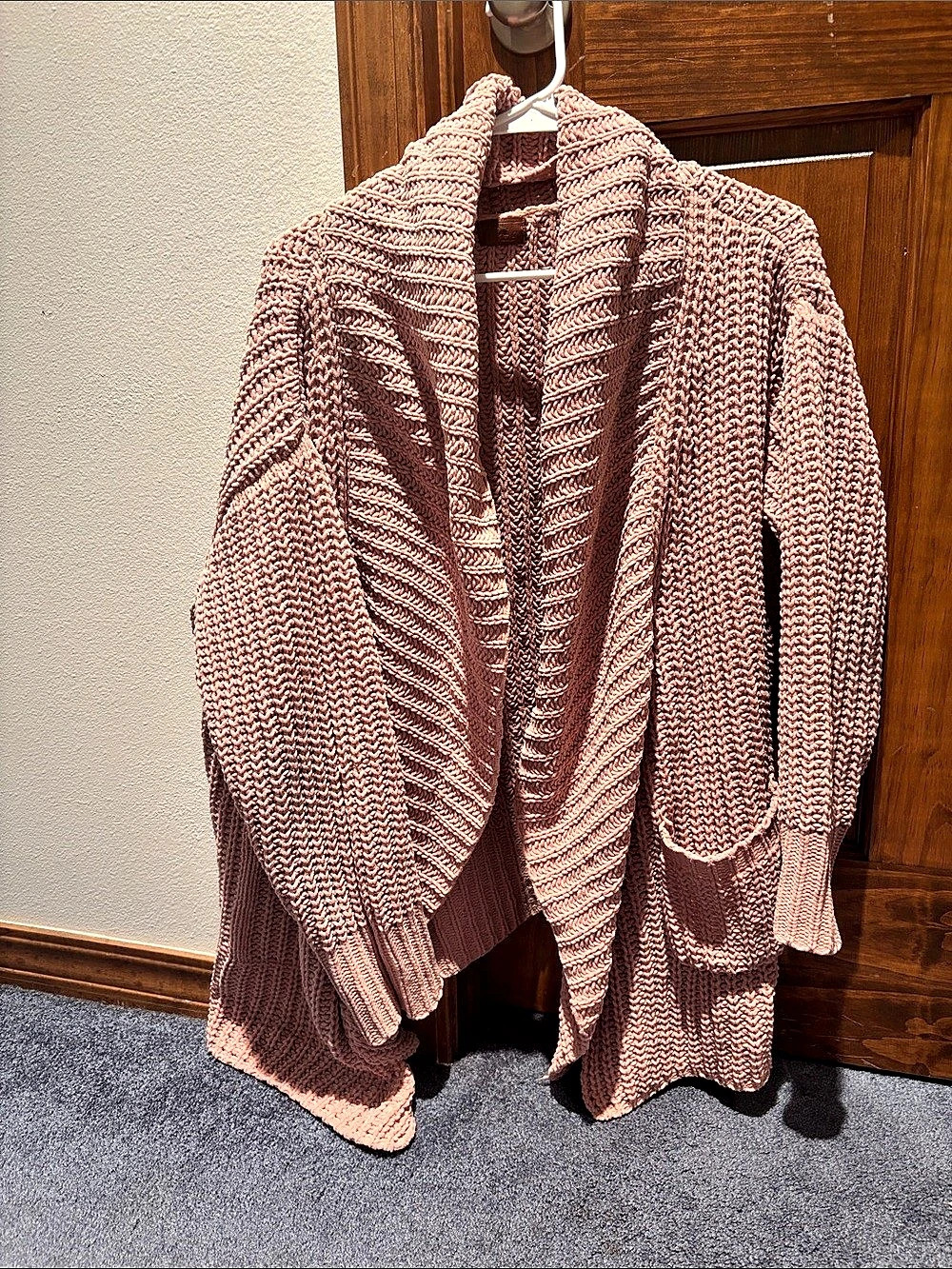 POL  Open-Front Knit Cardigan Sweater in Pink